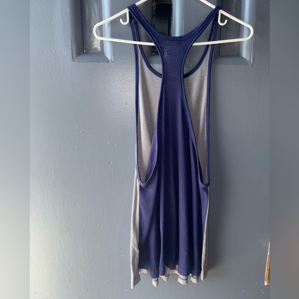 Free people Navy and Gray Racerback Tank Top